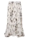 P.A.R.O.S.H. pleated floral-print skirt - White
