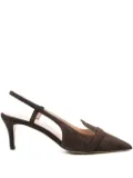 P.A.R.O.S.H. 70mm pointed-toe slingback pumps - Brown