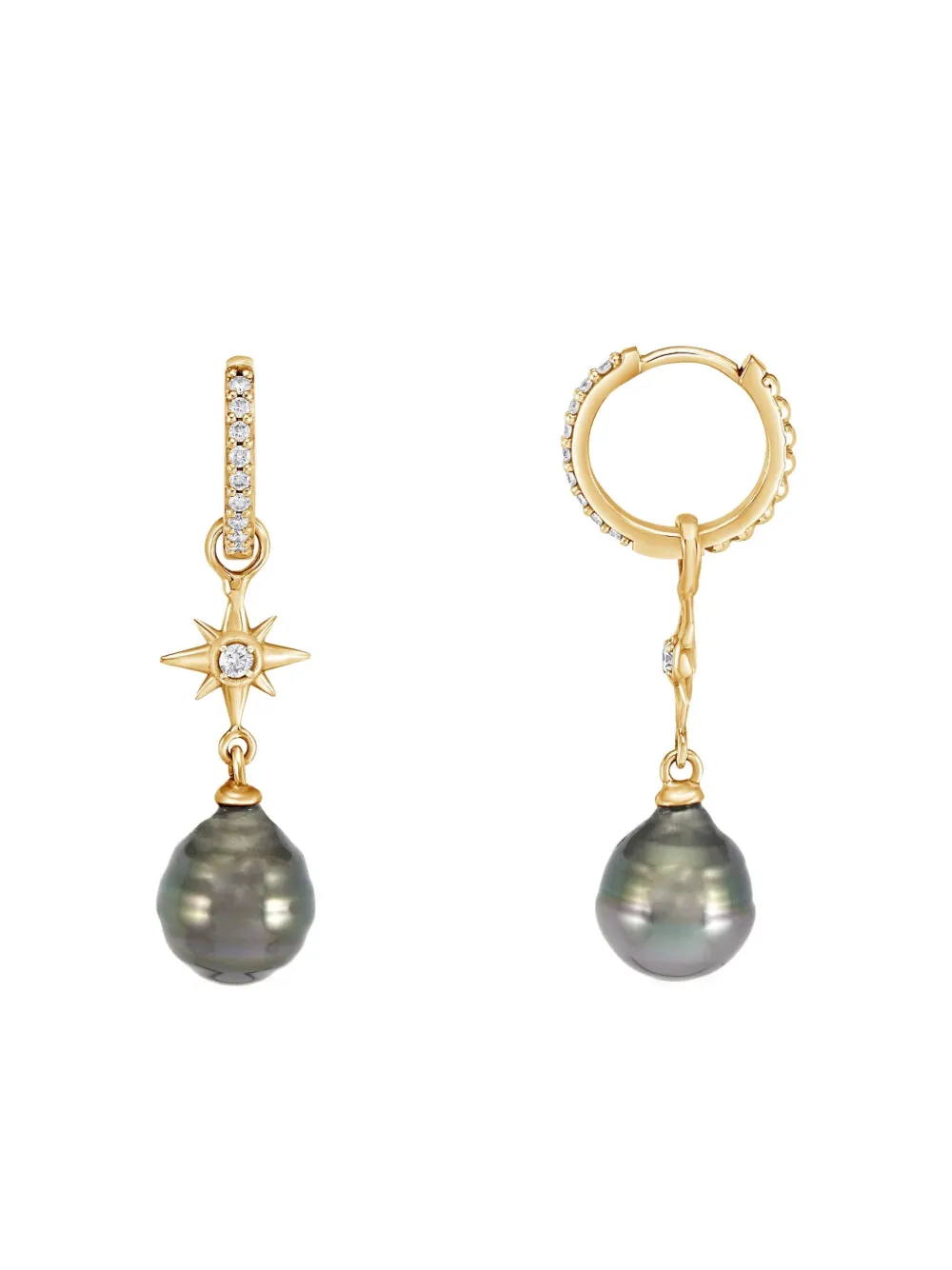 DOWER AND HALL 9kt yellow gold North Star diamond hoop earrings - Oro