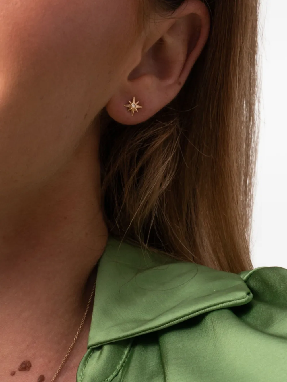DOWER AND HALL 14kt yellow gold North Star diamond earrings | Image 2
