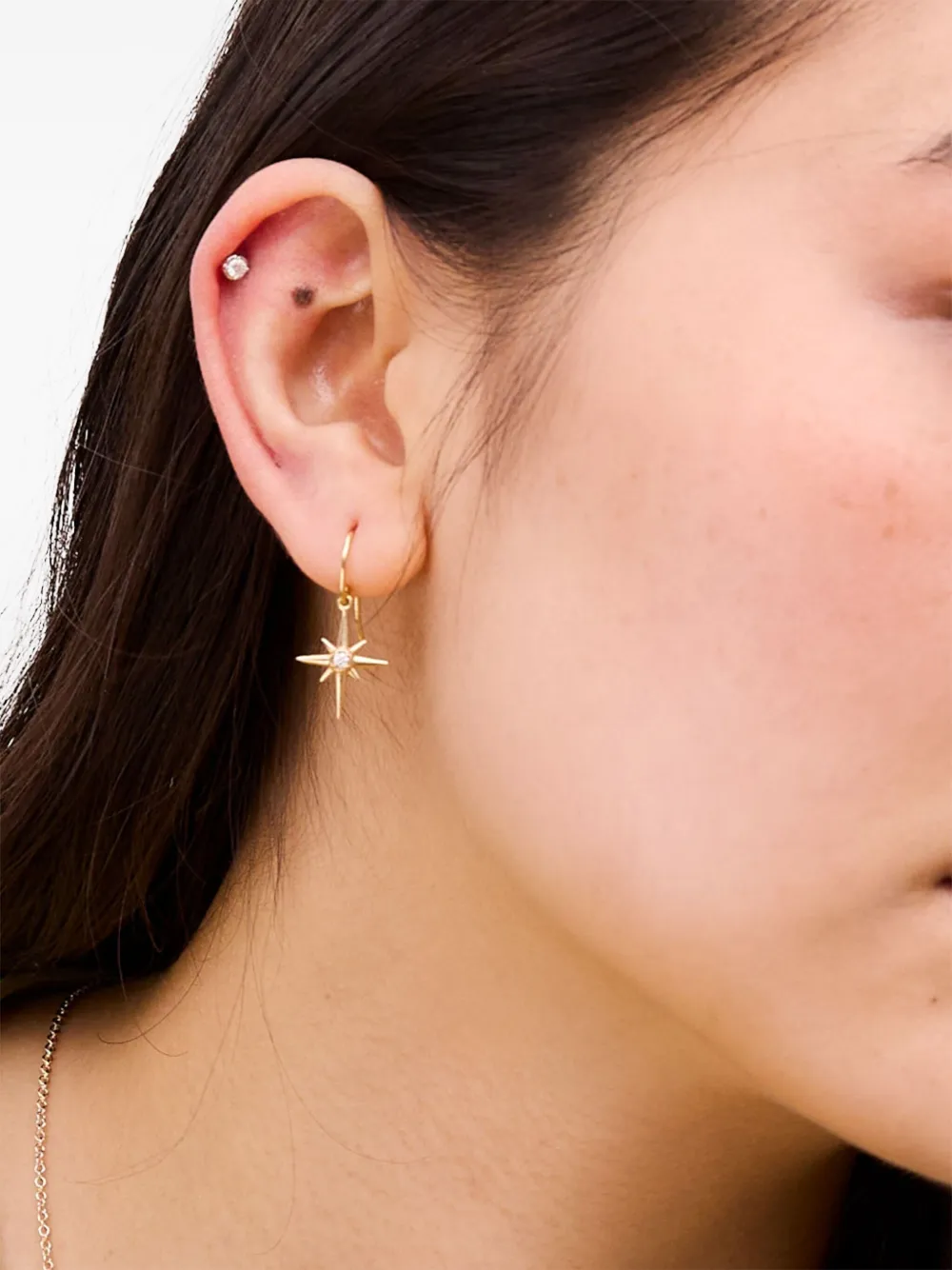 DOWER AND HALL 14kt yellow gold North Star diamond earrings | Image 2