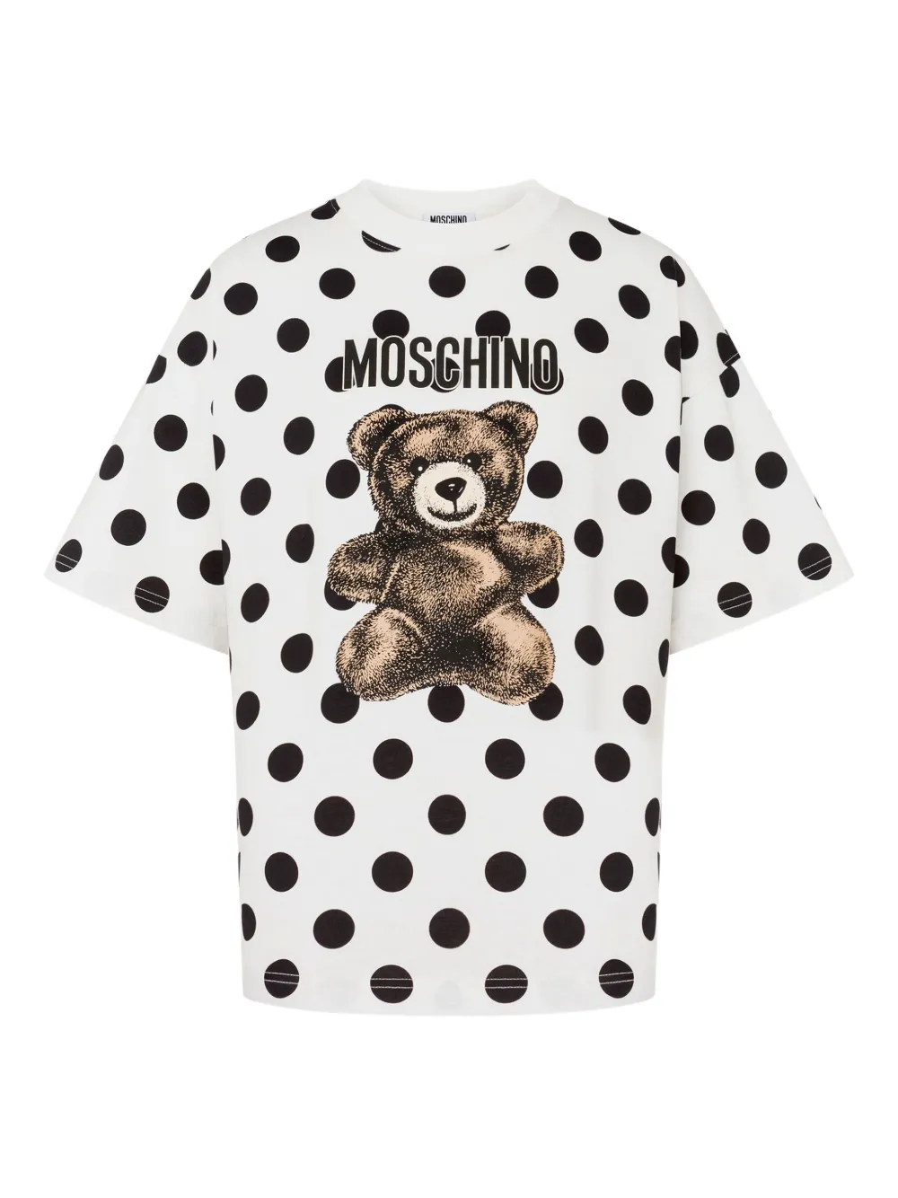 Moschino T-shirt met teddybeerprint en stippen Wit