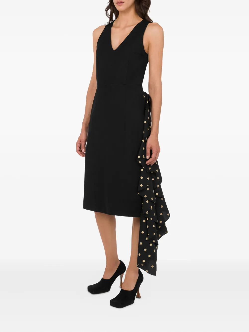 Moschino Mini-jurk met stippen en ruches - Zwart