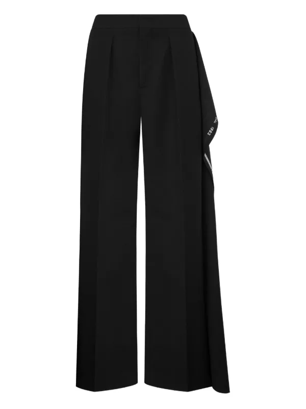 Moschino Pleated Ruffle-detail Trousers in Black