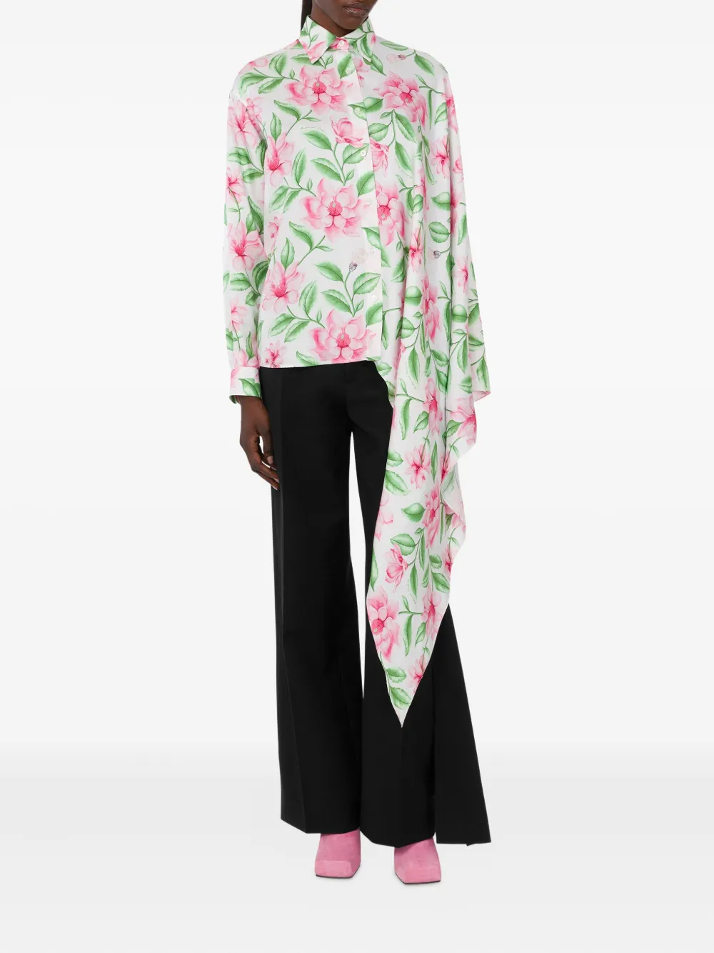 Moschino pleated ruffle-detail trousers - Zwart
