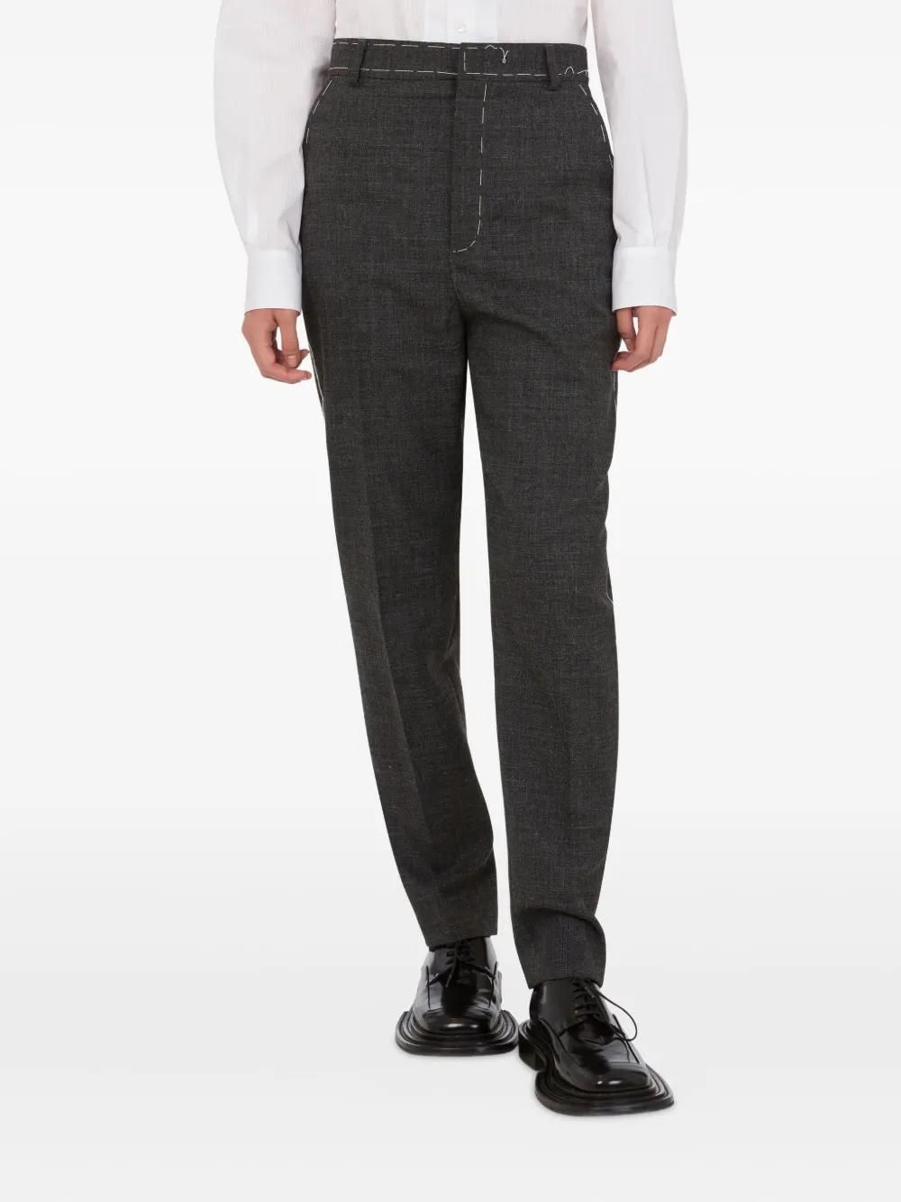 Moschino Wollen broek met contrasterende stiksels Grijs