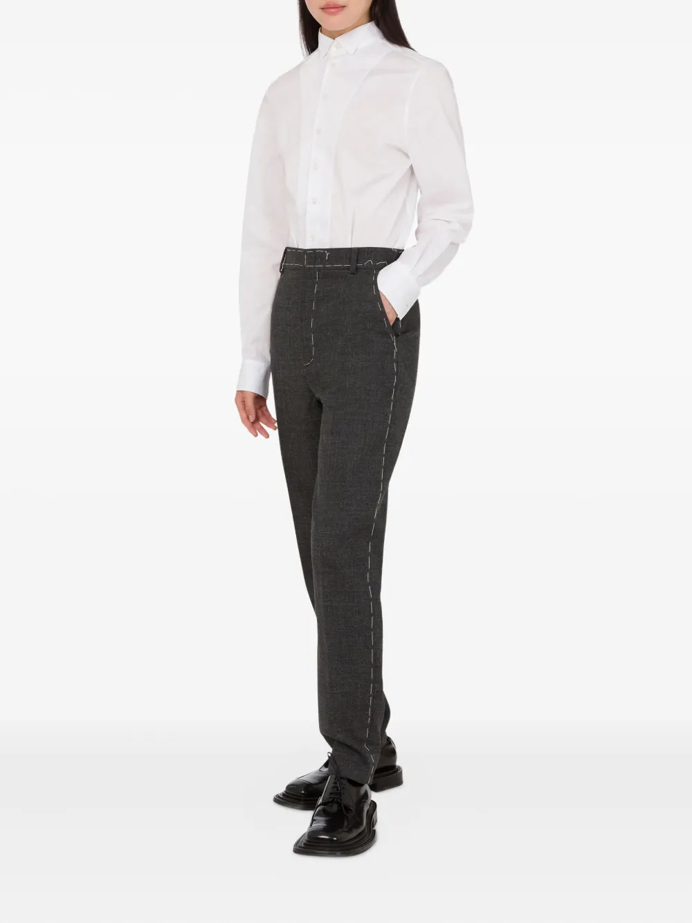 Moschino Wollen broek met contrasterende stiksels - Grijs