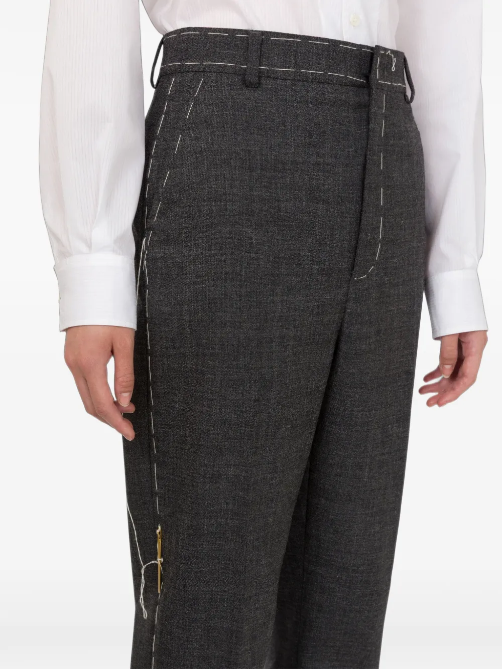 Moschino Wollen broek met contrasterende stiksels Grijs
