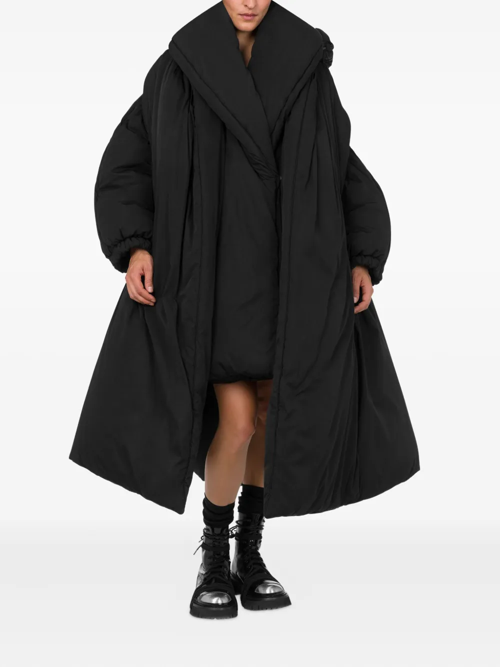 Moschino Oversized jas met hoge kraag - Zwart