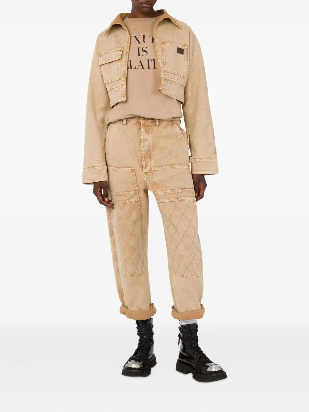 Moschino Patch-pocket Cotton Jacket In Neutral
