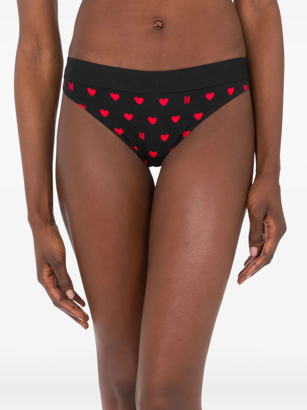 Moschino Slip met hartprint - Zwart
