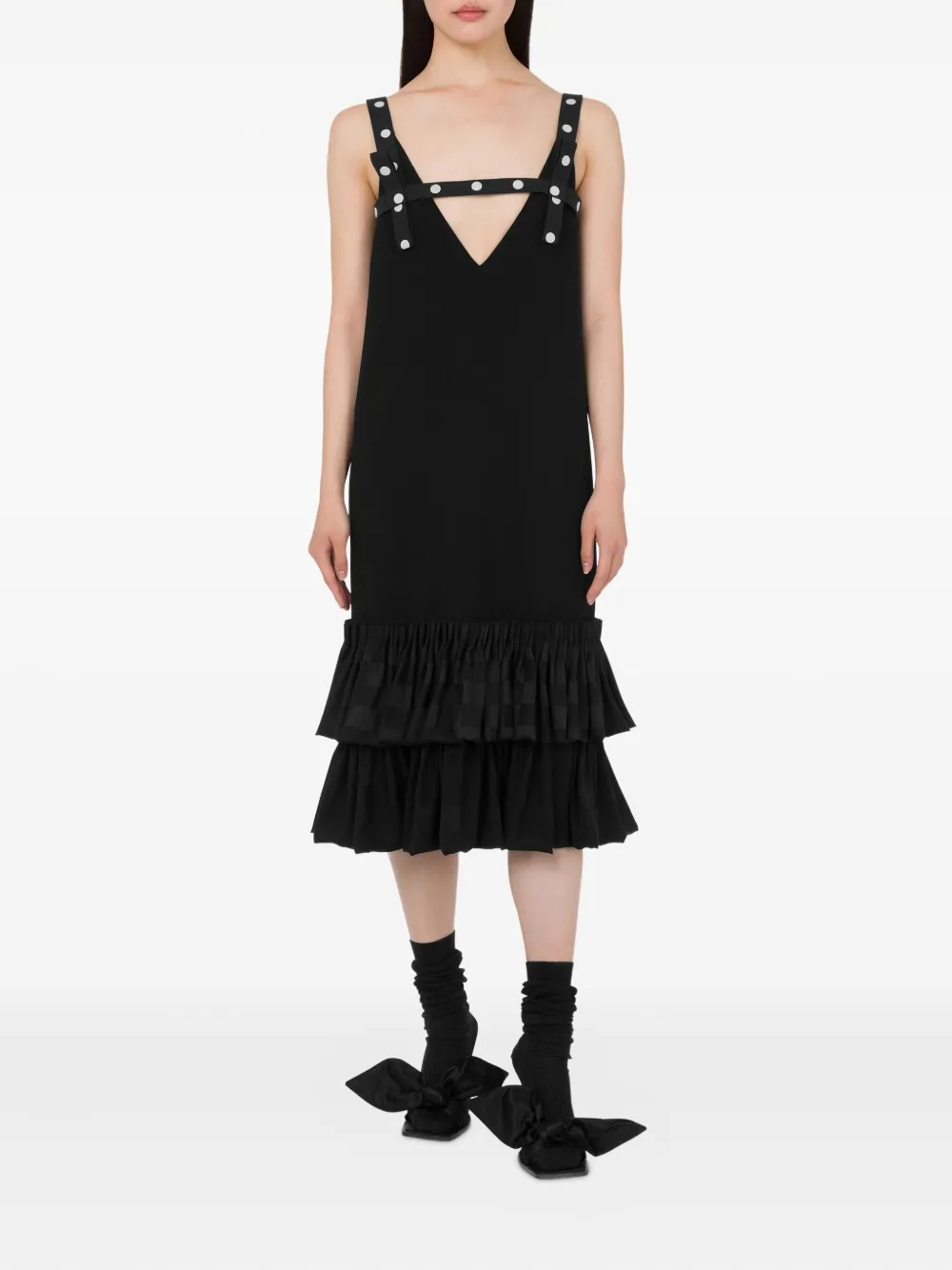 Moschino Jurk verfraaid met lint en ruches - Zwart