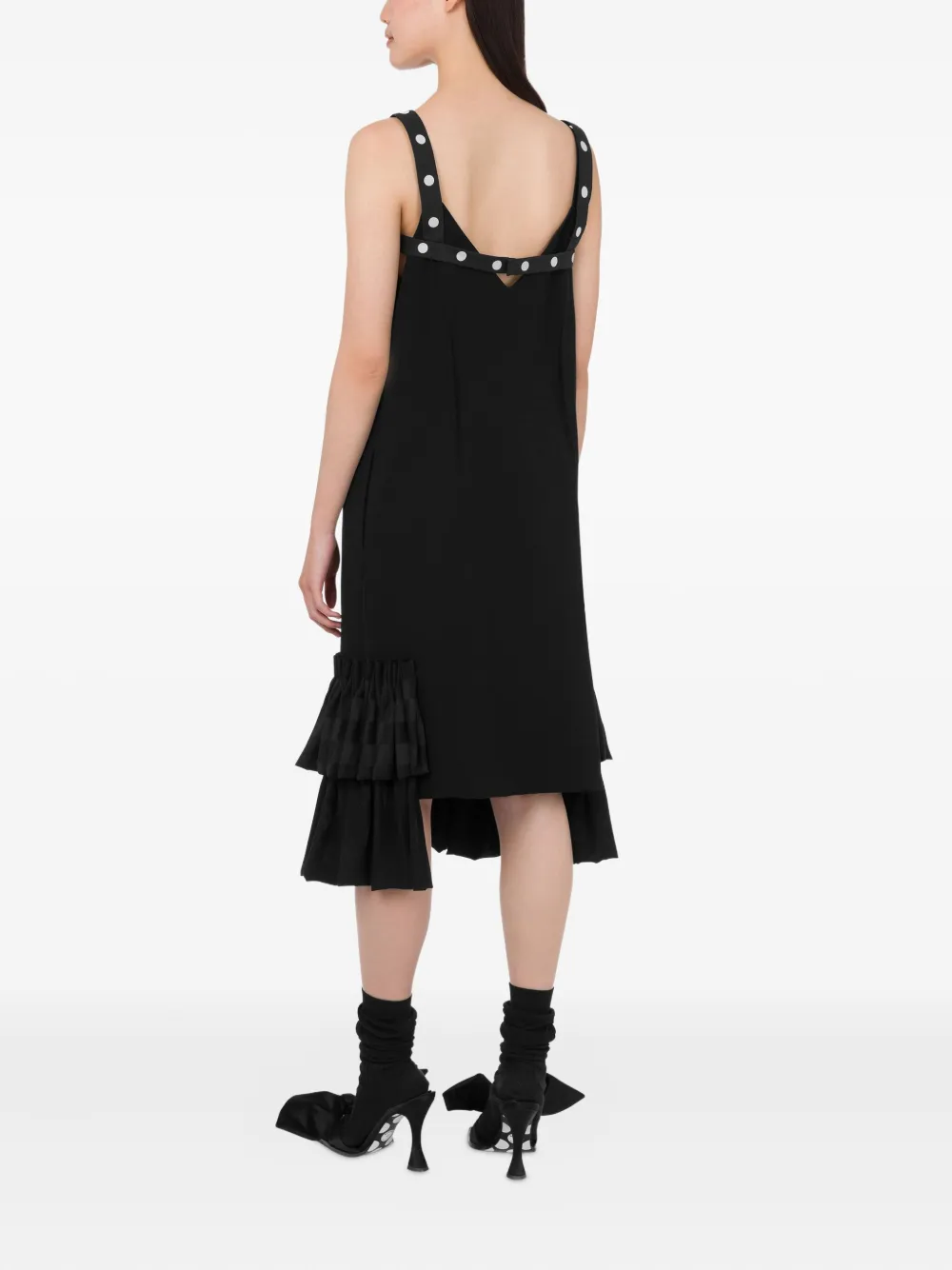 Moschino Ribbon-embellished Ruffled Dress In Black