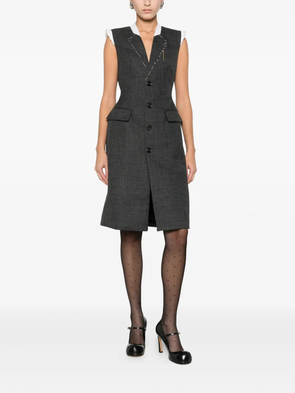 Moschino button-fastening sleeveless dress - Grijs