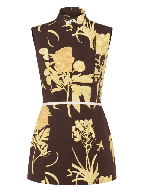 Moschino floral-print high-neck Dress | Brown