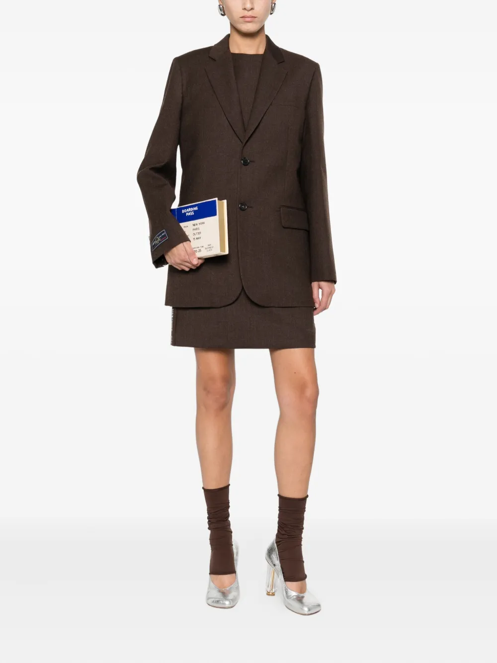 Moschino Single-breasted Blazer In Brown