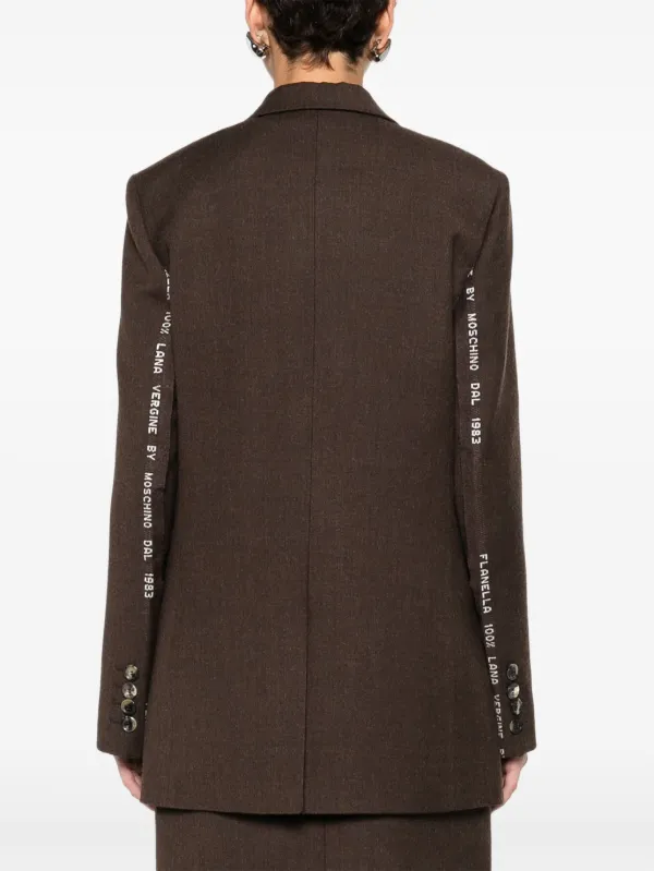 Blazer En Toile De Jute MOSCHINO - Taille 40 - Boutons Coquille Noisette - Neuf Sans étiquette