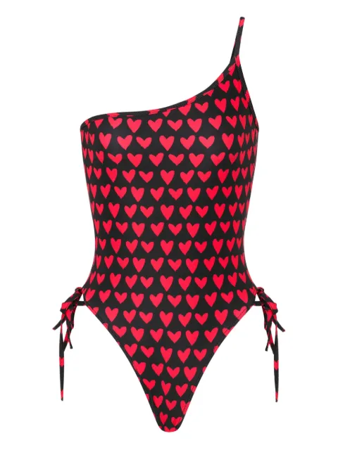 Moschino heart-print one-shoulder swimsuit