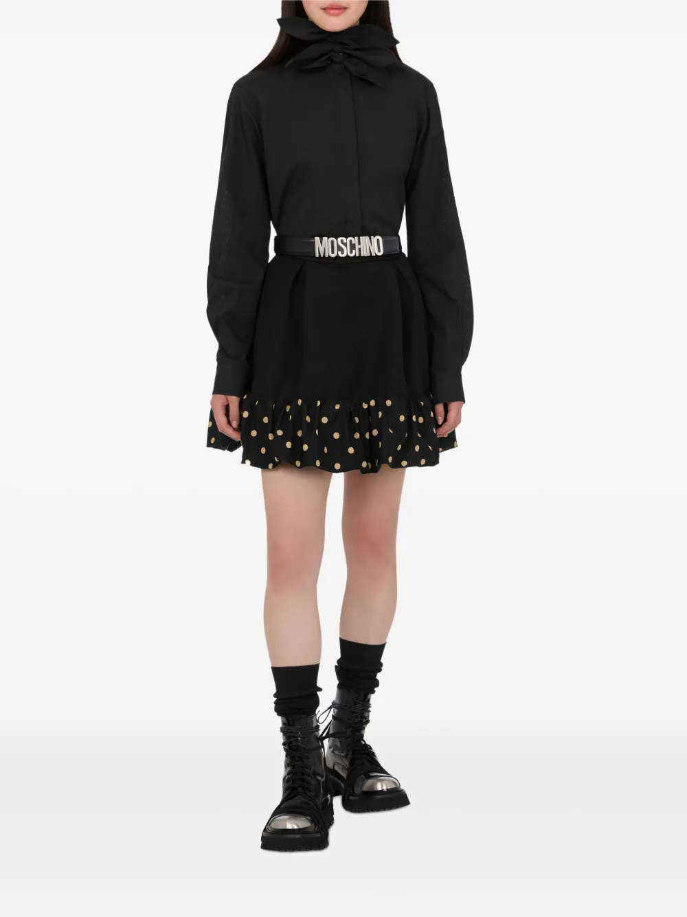 Moschino Mini-rok met stippen en ruches - Zwart