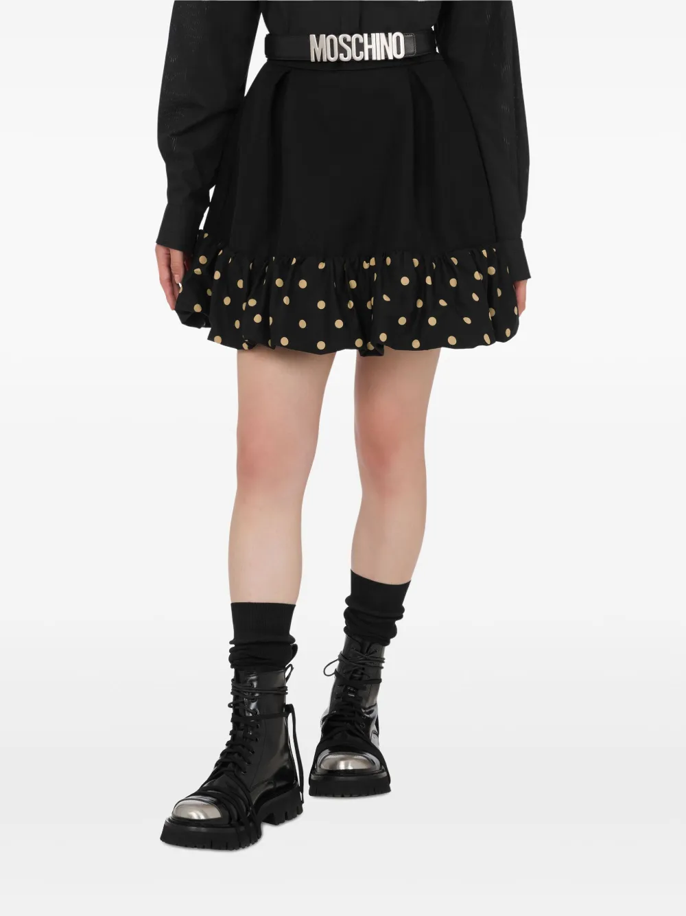 Moschino Mini-rok met stippen en ruches Zwart