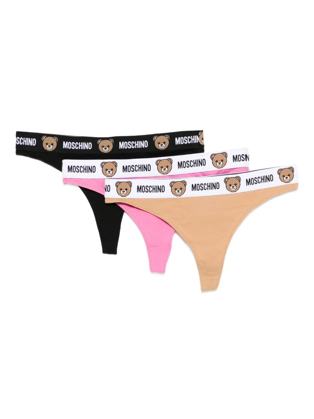 Moschino logo-print teddy thong (set of three) | Brown | Image 1