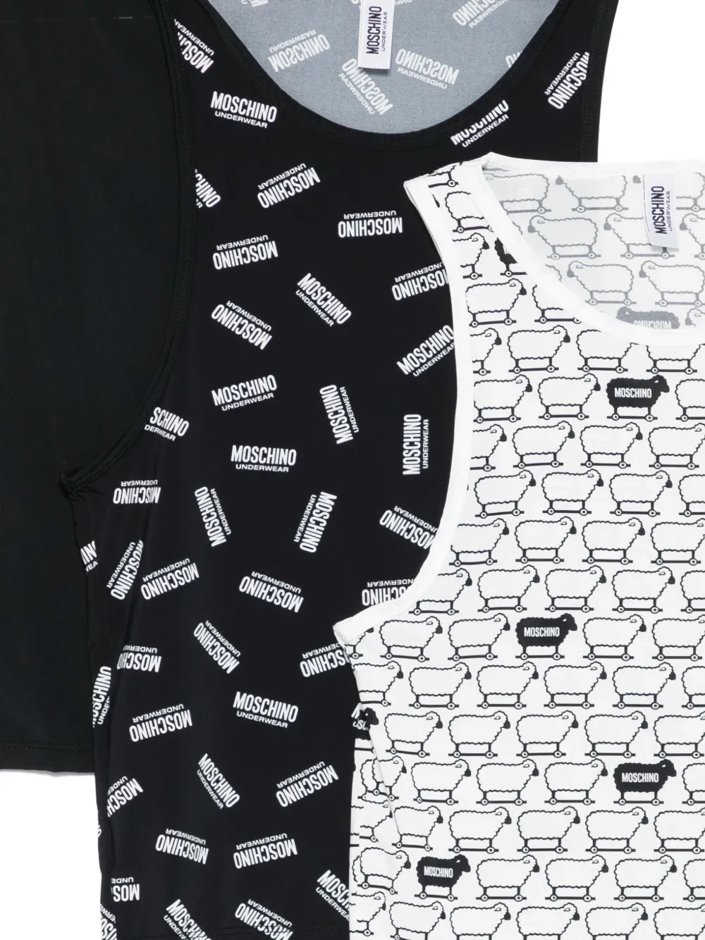 Moschino Drie tanktops met logoprint Zwart