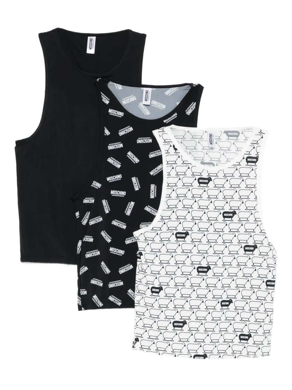 Moschino logo-print tank top (pack of three) - Nero