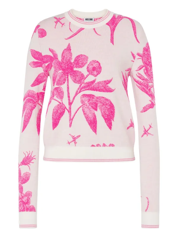 Moschino Floral-print Wool Sweater in White