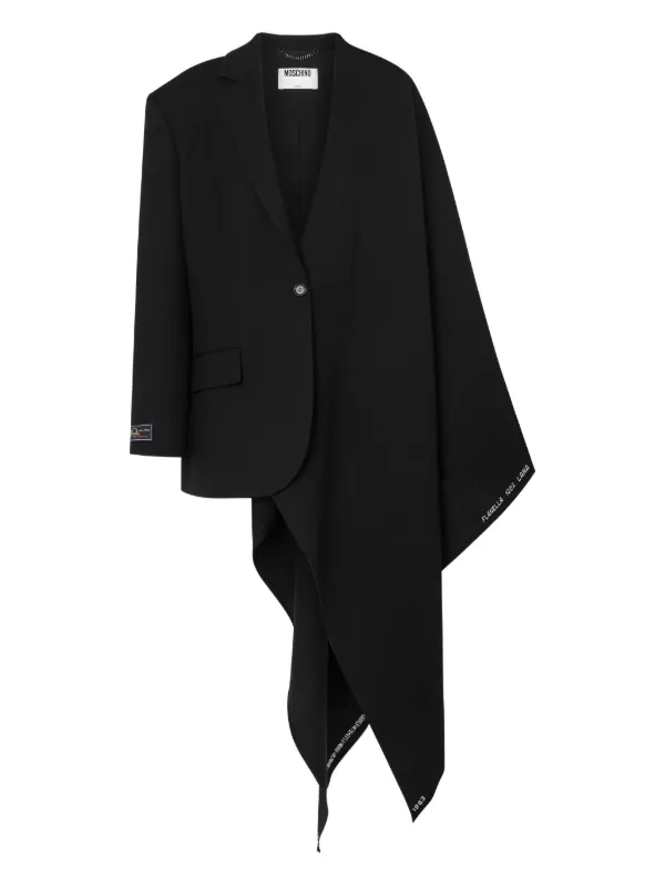 Moschino Asymmetric-drape Wool Coat in Black