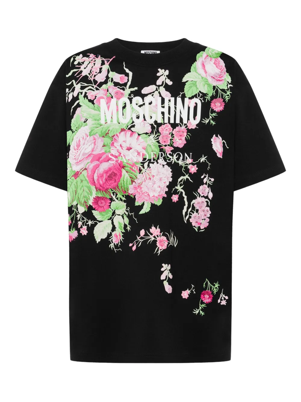 Moschino Katoenen T-shirt met bloemenprint Zwart