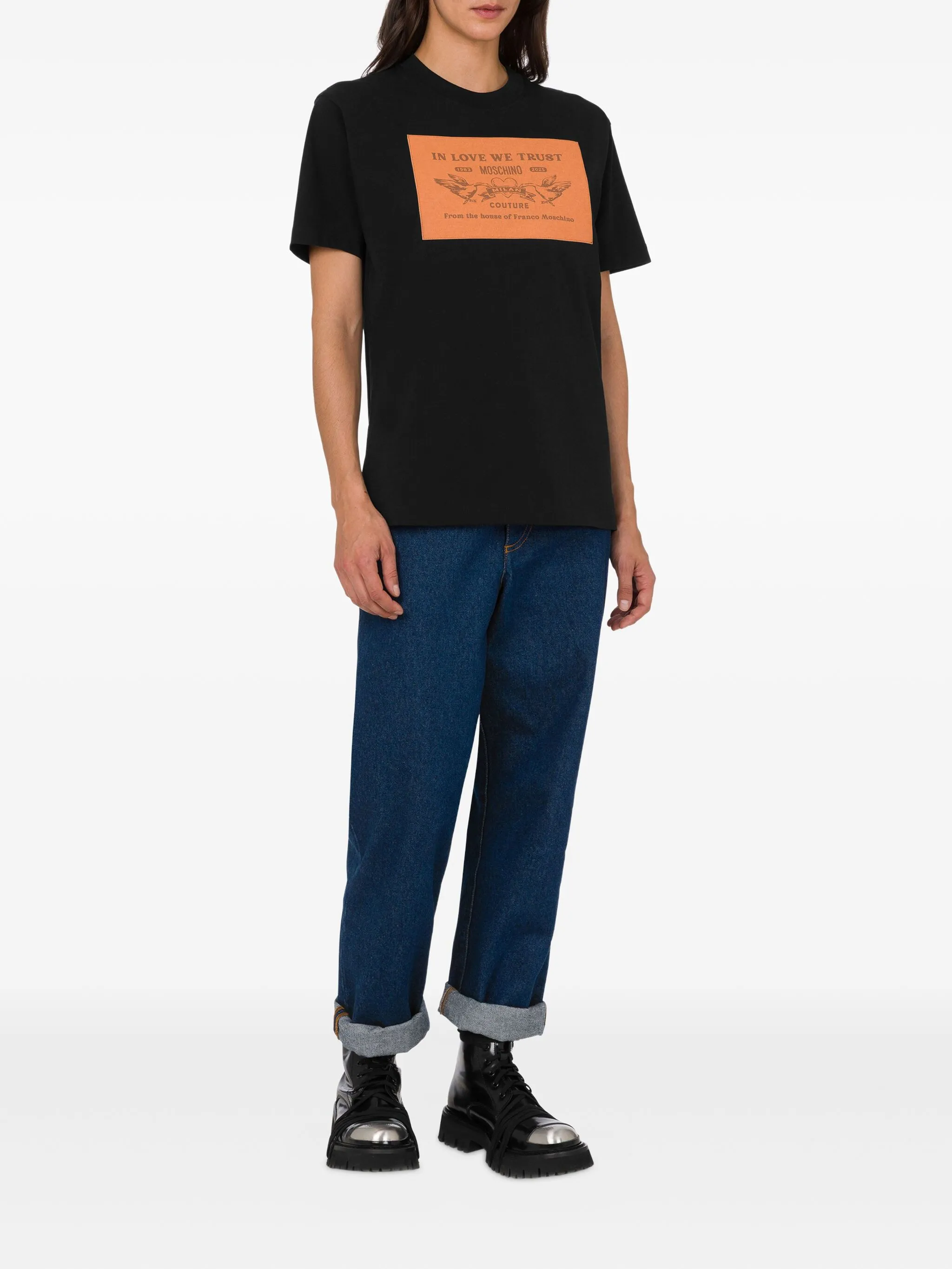 Moschino Lettering-Print T-Shirt Black