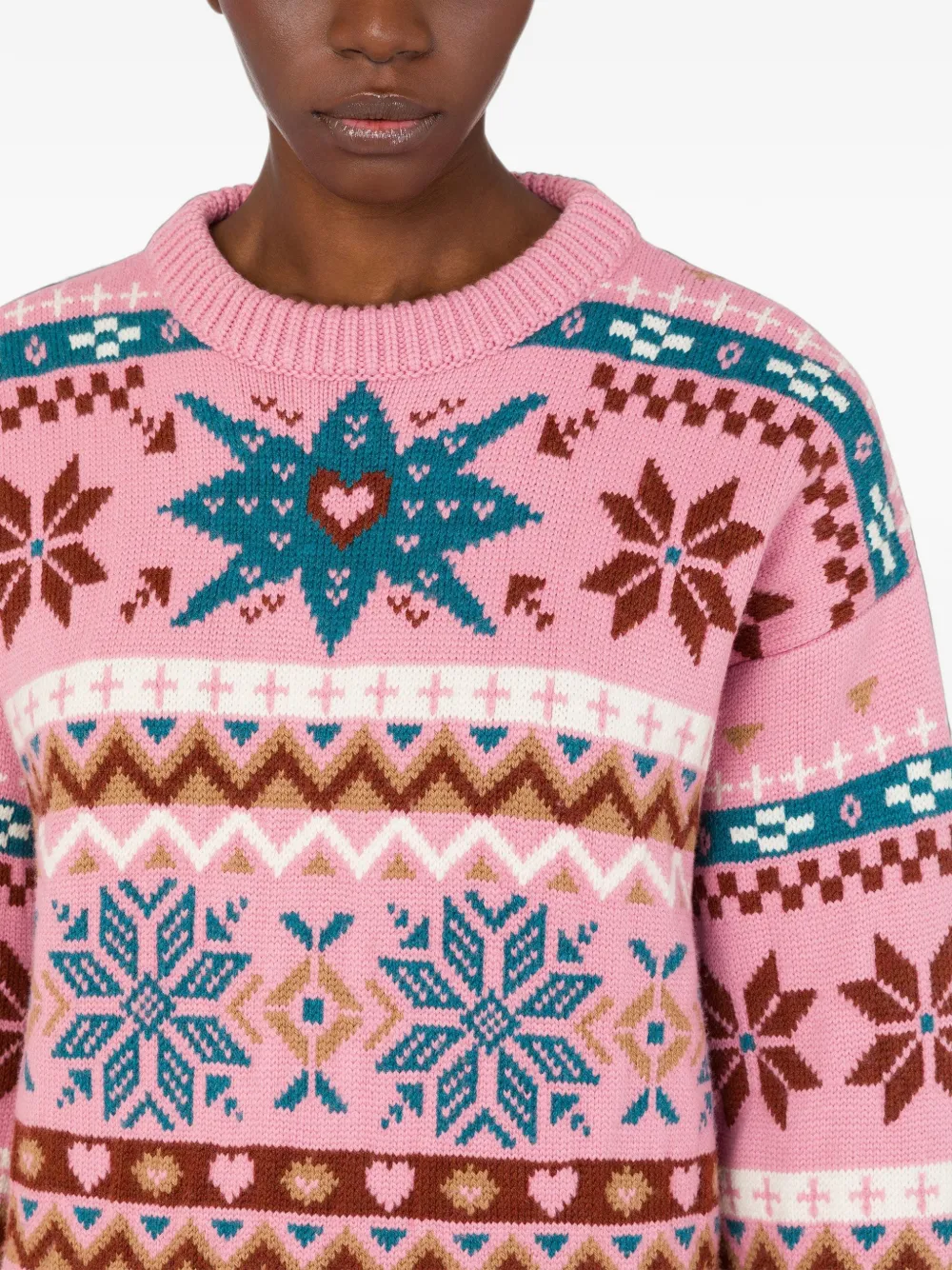 Moschino Snowflake Fairisle wollen trui Roze