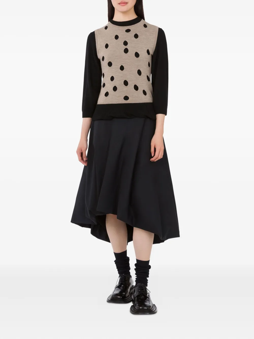 Moschino polka-dot ruffled sweater Zwart