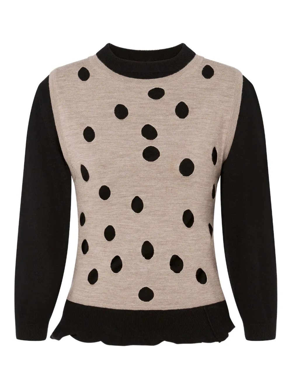 Moschino polka-dot ruffled sweater Zwart