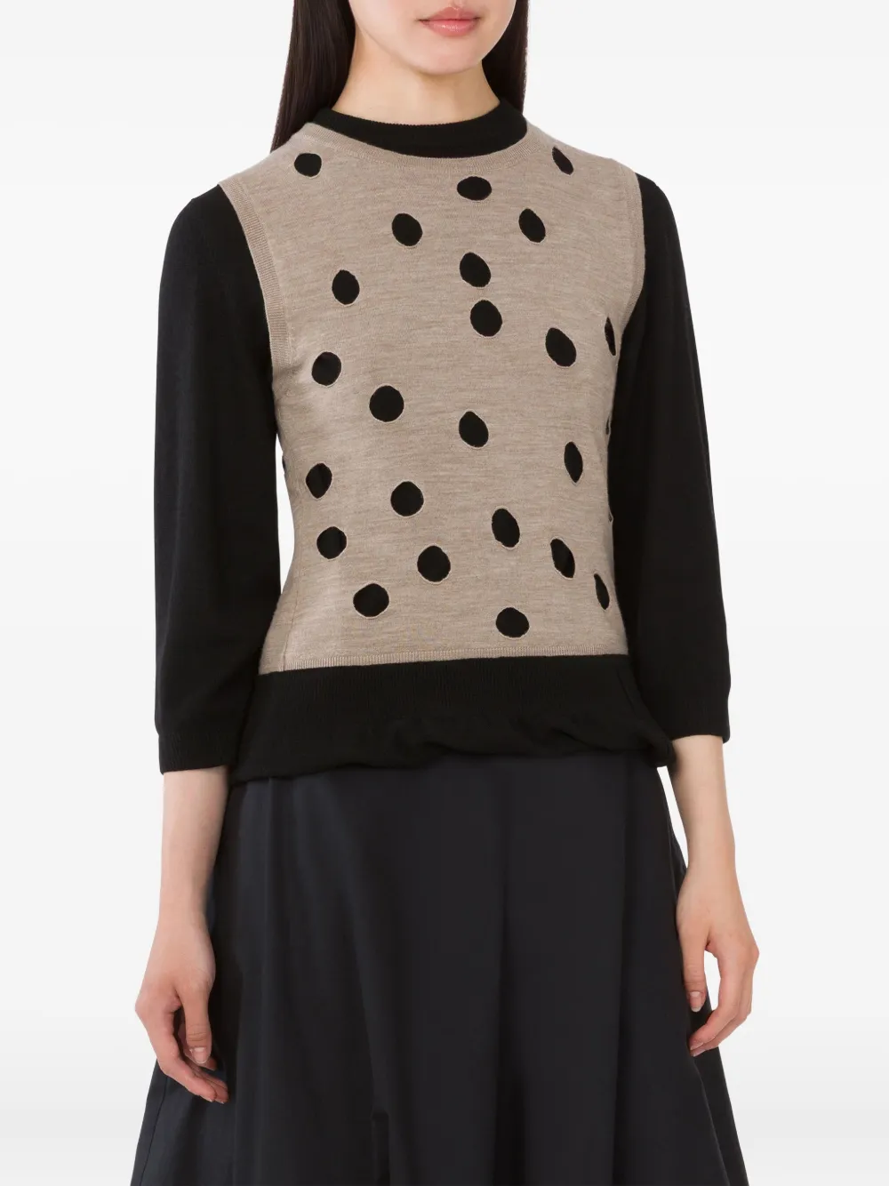 Moschino polka-dot ruffled sweater Zwart