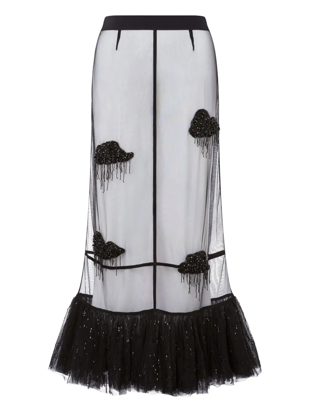 Moschino beaded-embellished ruffled skirt | Black | Image 1