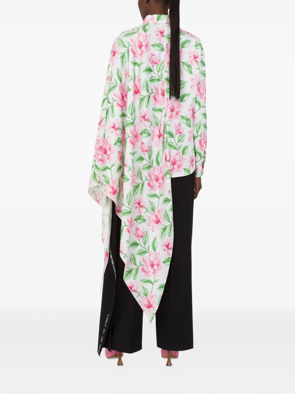 Moschino Asymmetrisch zijden T-shirt met bloemenprint Wit