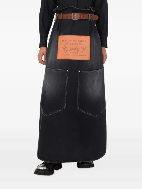 Moschino leather-belt denim skirt