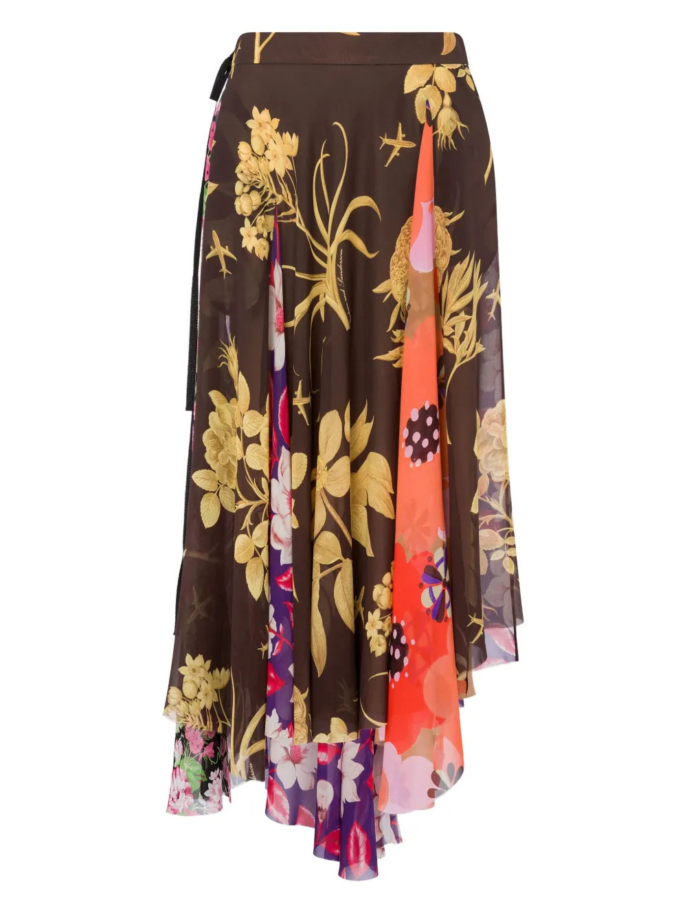 Moschino Bedruckter Seiden-goergette-rock In Brown
