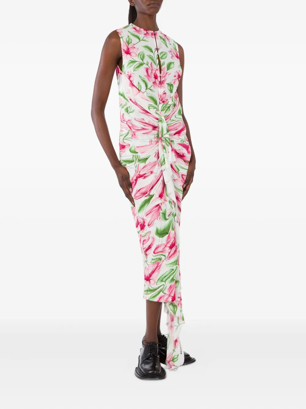 Moschino Midi-jurk met bloemenprint - Wit