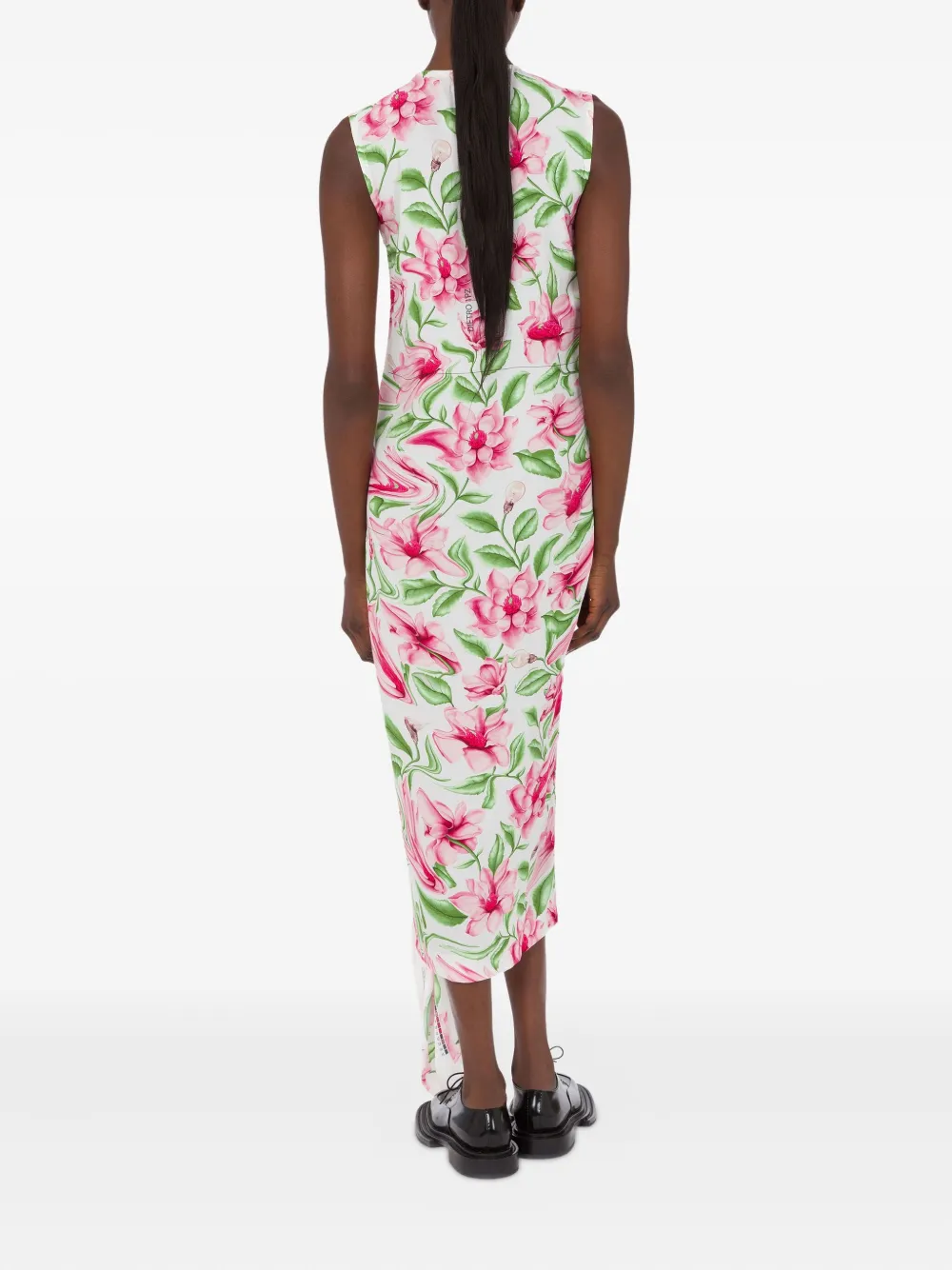 Moschino Midi-jurk met bloemenprint Wit