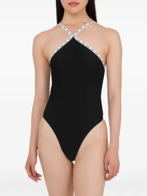 Moschino 足長効果 セクシー ロゴ ワンピース 水着 Moschino ロゴ ワンピース水着 | ブラック | FARFETCH JP