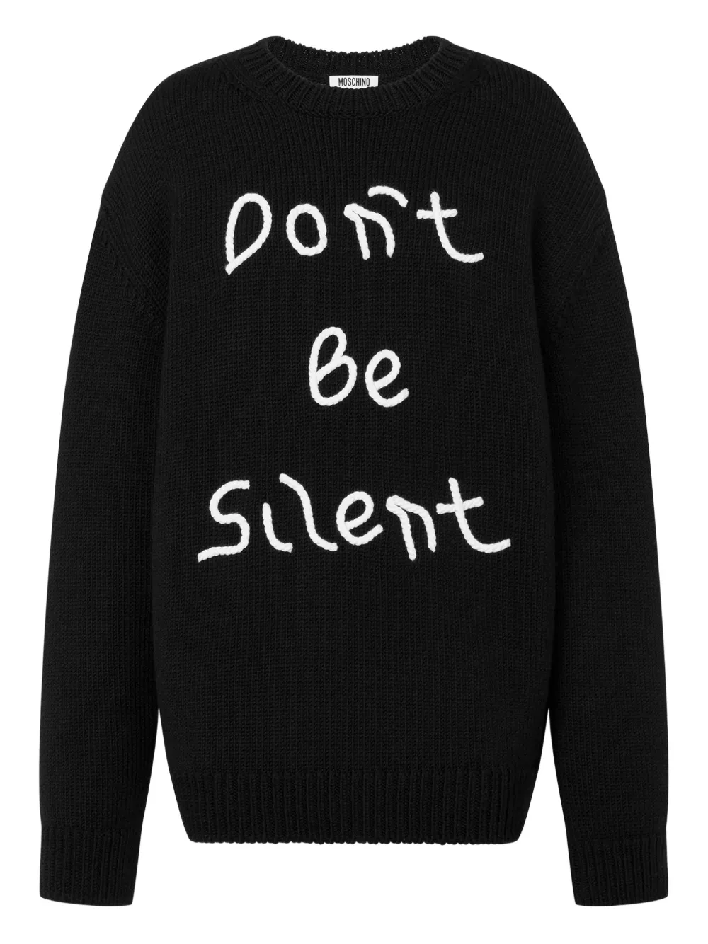 Moschino Pullover Aus Bestickter Merinowolle In Black