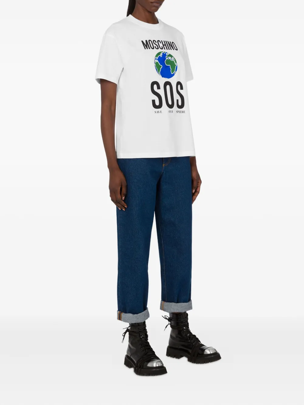 Moschino SOS T-shirt met print Wit