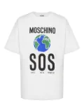 Moschino globe-print SOS T-shirt - White