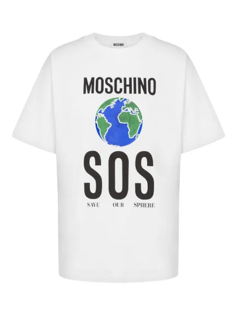 Moschino globe-print SOS T-shirt