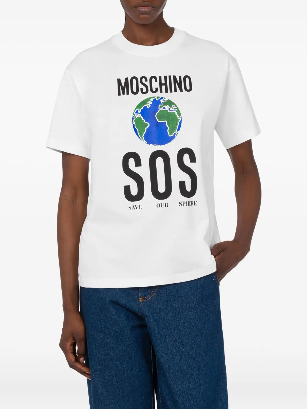 Moschino SOS T-shirt met print Wit