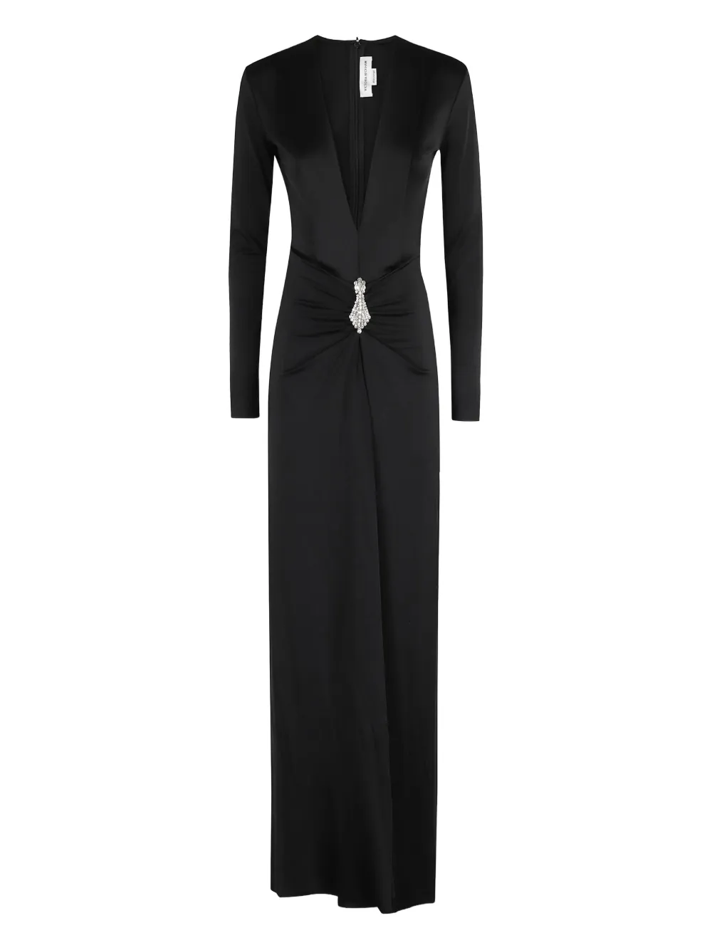 Victoria Beckham Maxi-jurk verfraaid met kristallen en V-hals Zwart