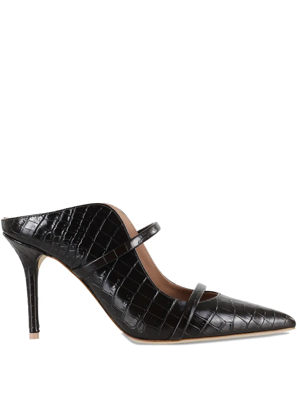 Malone Souliers 85mm Maureen crocodile-effect pointed-toe mules | Black | Image 1