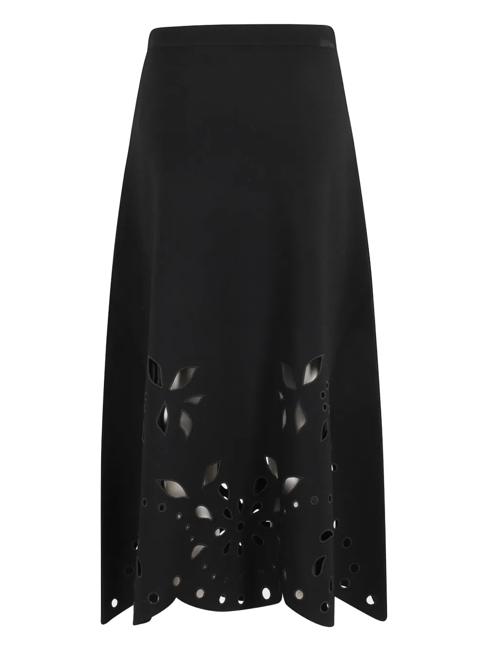 Ulla Johnson Grace laser-cut floral midi skirt Zwart